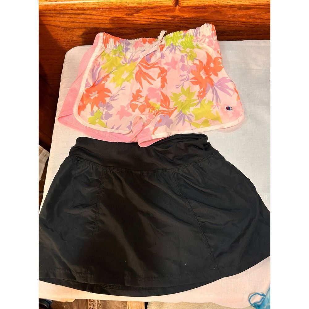 CHAMPION GIRL'S FLORAL GARDEN WHITE PRINT, LARGE and CHAMPION SKIRT SIZE Large